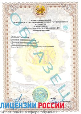 Образец сертификата соответствия (приложение) Раменское Сертификат ISO 14001